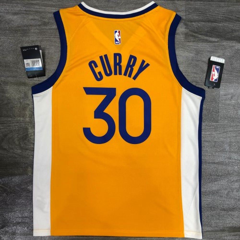 Men's Golden State Warriors Stephen Curry #30 Jordan Gold 2020/21 Swingman Jersey - Statement Edition-Pro Kit Vault | Brand New 26/27 Sports Jerseys